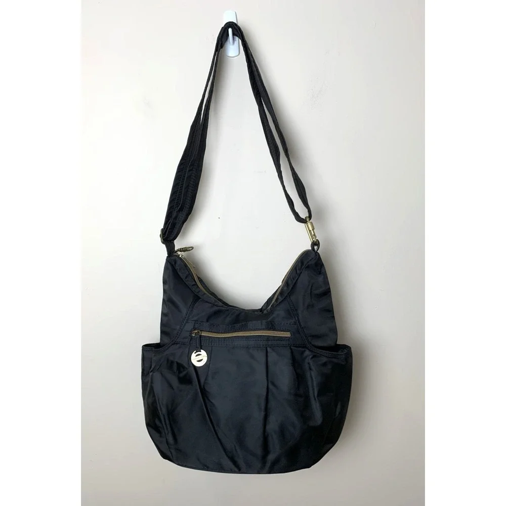 Travelon Anti-Theft Crossbody Bag Black RFID Hobo F11366 Water Bottle Pockets
